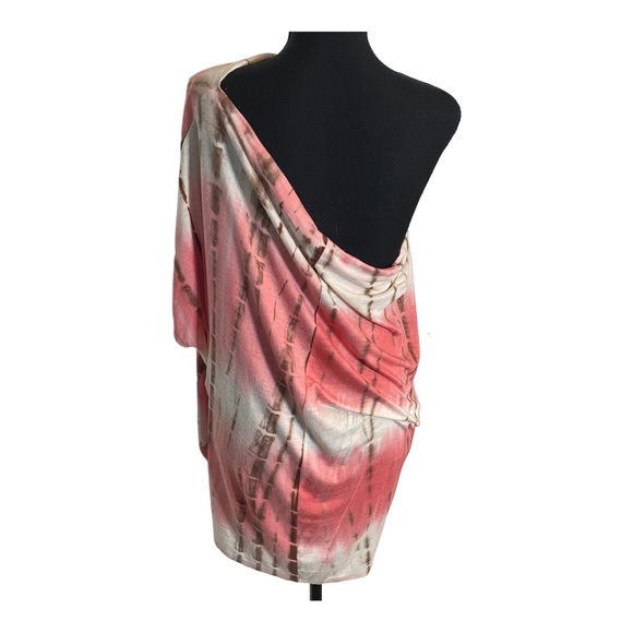 Promesa Tie-Dye Off-The-Shoulder Top - Size S, Pink/White/Brown - Picture 4 of 7